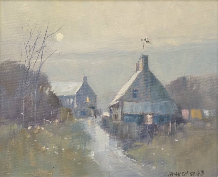 Norman Battershill, RBA, RCI (1922-2010), 'A late walk', Impressionist oil on canvas board, signed, 22 x 27cm